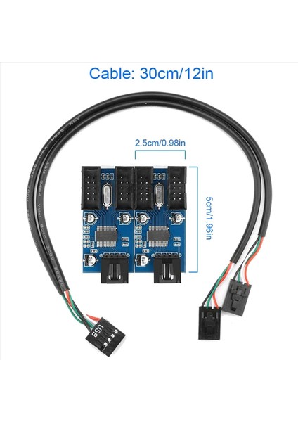 2x Anakart USB 2 0 9pin Başlık 1 Ila 4 Uzantı Hub Ayırıcı Adaptör Dönüştürücü 30CM 9 Pimli Dahili Kablo (Yurt Dışından) fırsatları