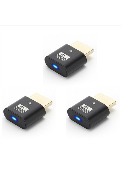 Grafik Kartları Için LED Işığı Olan 3x HDMI Uyumlu 4K Kukla Fiş Masaüstü/dizüstü Bilgisayar Vistual Ekran Adaptörü C (Yurt Dışından)