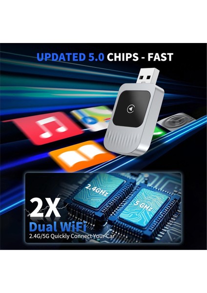 Araç Kablosuz Carplay Adaptörü Usb-C Adaptör Tak ve Çalıştır ile Kablolu Carplay&#39 I Kablosuz Carplay&#39 E Yükseltin (Yurt Dışından) modelleri