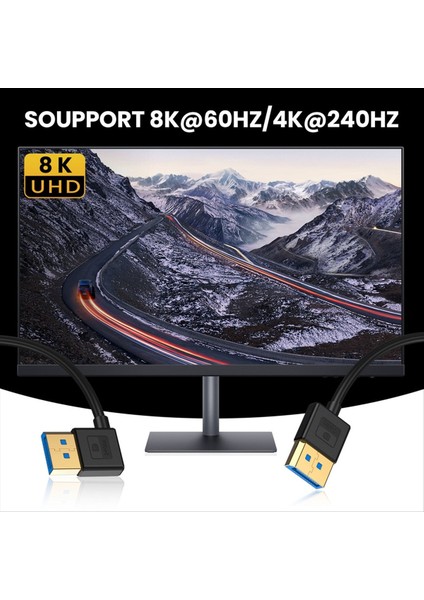 3 3ft Ekran Bağlantı Noktası 1 4 Uzatma Kablosu 90 Derece Dp 8K60Hz 4K144Hz Dizüstü Bilgisayar Pc Monitörü Için Video Ses Kablosu Aşağı Bükülme (Yurt Dışından) fiyatları