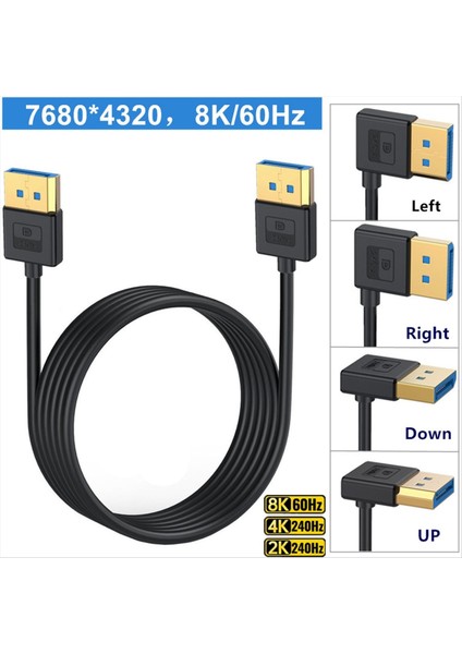 3 3ft Ekran Bağlantı Noktası 1 4 Uzatma Kablosu 90 Derece Dp 8K60Hz 4K144Hz Dizüstü Bilgisayar Pc Monitörü Için Video Ses Kablosu Aşağı Bükülme (Yurt Dışından) indirimleri
