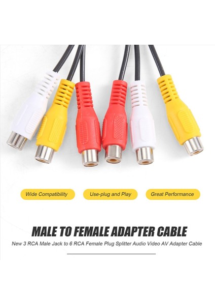 Yeni 3 Rca Erkek Kriko - 6 Rca Dişi Fiş Ayırıcı Sesli Video Av Adaptör Kablosu (Yurt Dışından) indirimleri