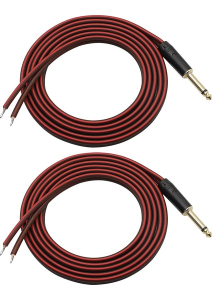 2x 1/4 Ts Hoparlör Tel Ses Kablosu 6 35MM Erkek Mono Adaptör Açık Uç Altın Kaplama Ofc Hifi Ts Hoparlör (Yurt Dışından)