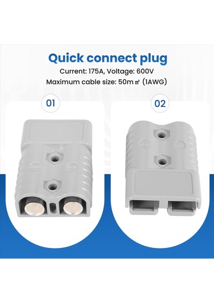 2 Adet Hızlı Bağlantı Fişi 175A 600V Pil Hızlı Konektör Güç Fişi Vinç Bağlantısı Gri Maksimum 1AWG Tel Için (Yurt Dışından) fırsatları