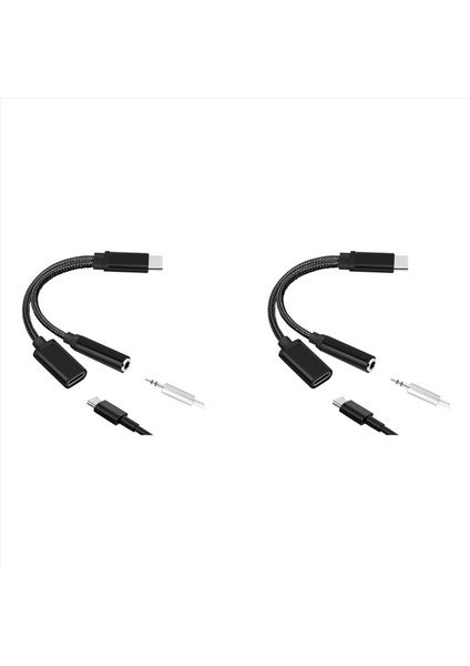 2x Tip C Ila 3 5mm Şarj Ses Adaptörü 2 Arada 1 USB C Splitter Kulaklık Aux Audio Kablosu Huawei Akıllı Telefon Ayrıcı (Yurt Dışından)