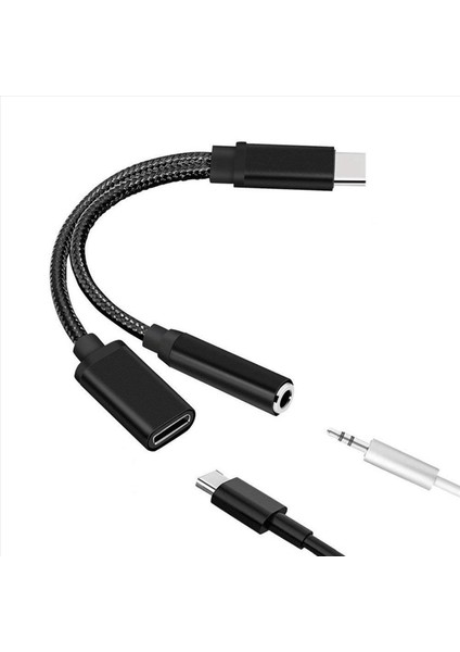 2x Tip C Ila 3 5mm Şarj Ses Adaptörü 2 Arada 1 USB C Splitter Kulaklık Aux Audio Kablosu Huawei Akıllı Telefon Ayrıcı (Yurt Dışından) fiyatları