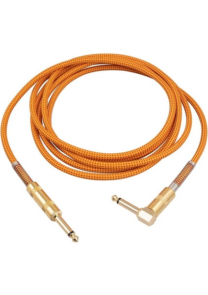 Gitar Enstrüman Kablosu 10FT Elektrik Enstrüman Bas Amp Kordosu 1/4 Inç Doğrudan Sağ Açı Altın Kaplama 6 35MM Kablo (Yurt Dışından)
