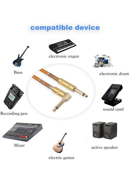 Gitar Enstrüman Kablosu 10FT Elektrik Enstrüman Bas Amp Kordosu 1/4 Inç Doğrudan Sağ Açı Altın Kaplama 6 35MM Kablo (Yurt Dışından) fiyatları