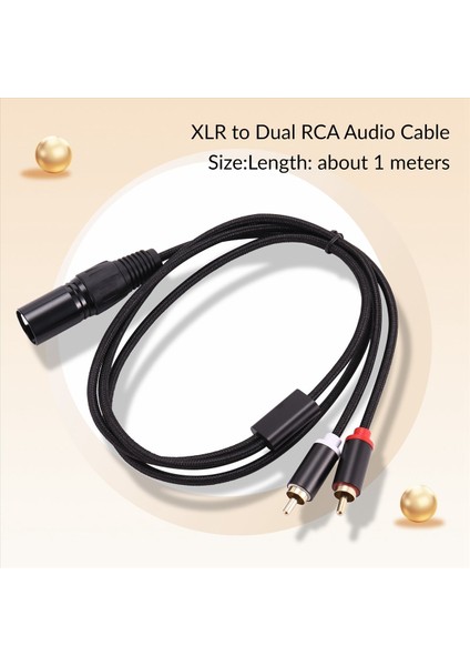 Xlr - Çift Rca Audio Kablosu A1 Xlr Erkek 3 Pin - Çift Rca Erkek Fişi Stereo Ses Kablosu Amplifikatör Karıştırma Av Kablosu 1m (Yurt Dışından) fırsatları
