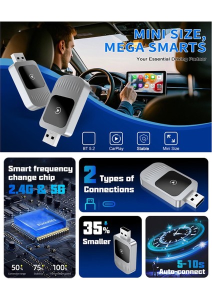 Kablosuz Carplay Android Otomatik Adaptör USB Kablolu - Kablosuz Carplay Dönüştürücü Android Için Tak ve Çalıştır (Yurt Dışından) fırsatları