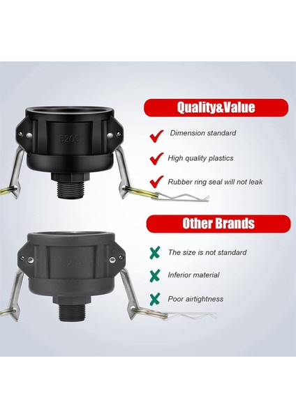 5x 275 330 Galon Ibc Tote Bağlantı Parçaları Adaptörü 2 Inç Tote Tankı Tahliye Adaptörü Kam Kilitli Bahçe Hortumu Bağlantısı (Yurt Dışından) indirimleri