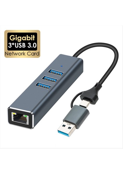 2 Inç Usb/usb-C 1gbps Hub Yerleştirme Istasyonu USB-RJ45 1000MBPS Adaptör USB 3.0 Hub Gigabit Ağ Kartı Dock Uzantısı (Yurt Dışından) fırsatları