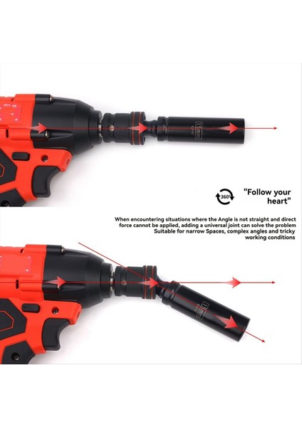 1/4 &quot 3/8&quot 1/2 &quot Inç Tahrikli Pnömatik Wobble Soket Hava Etkisi Üniversal Bağlantı 360° Döner Soket Elektrik Anahtarı Adaptörü (Yurt Dışından) indirimleri
