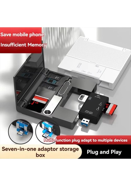 7 In1 Çok Fonksiyonlu Kart Okuyucu Depolama Kutusu Usb2.0 Tf Sd Kart Bellek Kartı Kılıfı Mikro Tip C Adaptör Kart Depolama Kutusu A (Yurt Dışından) fiyatları