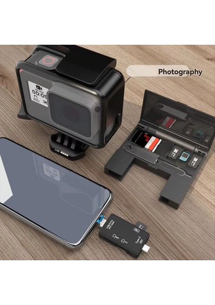 7 In1 Çok Fonksiyonlu Kart Okuyucu Depolama Kutusu Usb2.0 Tf Sd Kart Bellek Kartı Kılıfı Mikro Tip C Adaptör Kart Depolama Kutusu A (Yurt Dışından) indirimleri