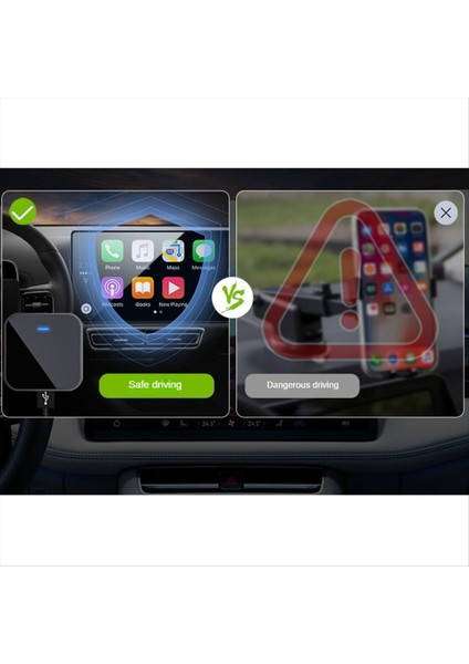 Apple Carplay Adaptör Arabası Için Kablosuz Akıllı Aibox Box Araç Bağlantı Bağlantısı Çok Fonksiyonlu Adaptör Gri B (Yurt Dışından)