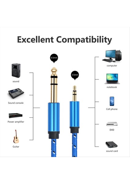 Mikser Amplifikatör Için 3 5 mm Ila 6 35MM Adaptör Aux Kablosu 3 5 Jaktan 6 5 Jack Aux Cabo Erkek Ila Erkek 200CM (Yurt Dışından) fiyatları