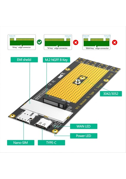 M 2 Ngff B Anahtar 3g/4g/5g Modülü Tip C Ağ Adaptörü Yükseltici Kartı Desteği RM500Q RM500U GM800 SIM8200 (Yurt Dışından) modelleri