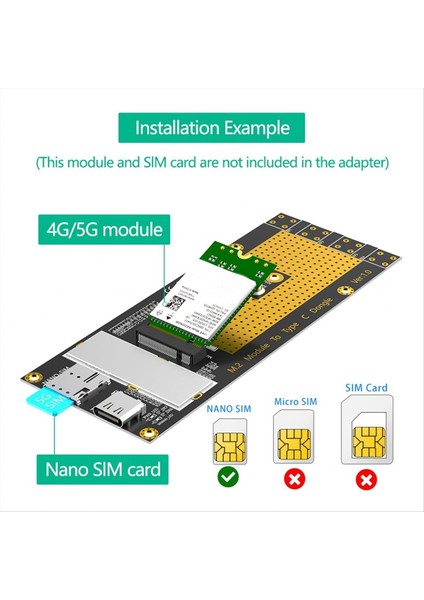 M 2 Ngff B Anahtar 3g/4g/5g Modülü Tip C Ağ Adaptörü Yükseltici Kartı Desteği RM500Q RM500U GM800 SIM8200 (Yurt Dışından) fırsatları