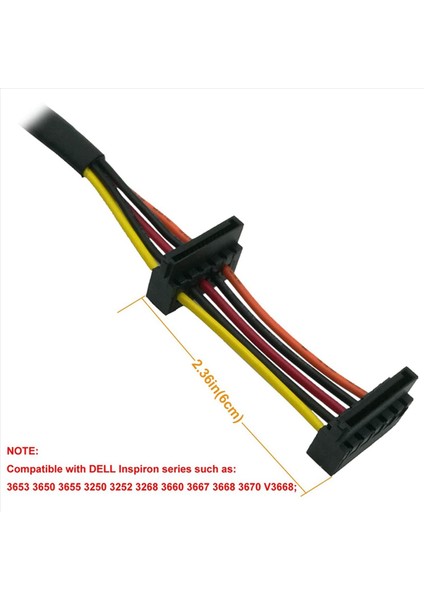 3x HDD Sata Güç Kablosu Sağ Açılı Sata 15 Pin X2 Ila Mini 6 Pin Atx Adaptörü Dell Inspiron 3653 3650 Serisi (Yurt Dışından) modelleri