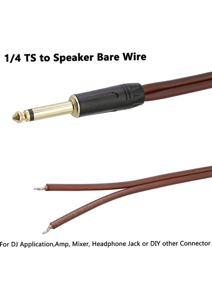 2x 1/4 Ts Hoparlör Tel Ses Kablosu 6 35MM Erkek Mono Adaptör Açık Uç Altın Kaplama Ofc Hifi Ts Hoparlör (Yurt Dışından) fırsatları