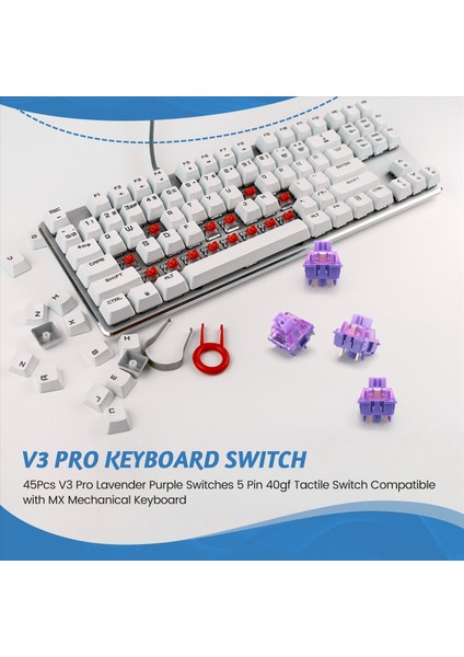 45PCS V3 Pro Lavanta Mor Anahtarlar 5 Pin 40GF Dokunma Anahtarı Mx Mekanik Klavye ile Uyumlu (Yurt Dışından) fırsatları