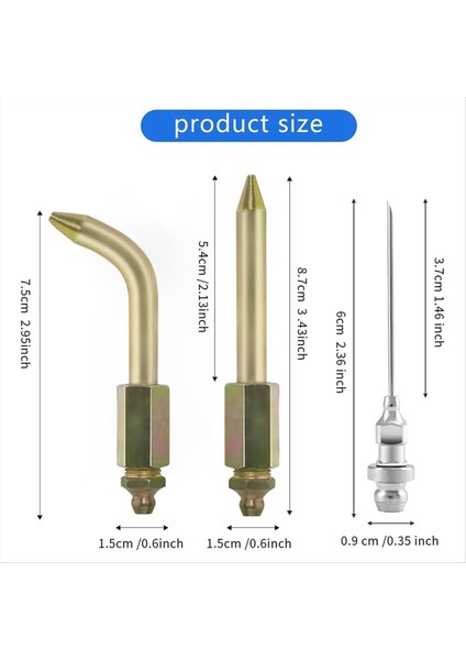Greas -Gun Iğne Ucu Kiti - Bent &amp; Düz Nozullar, Lastik Botlara, Bilyalı Eklemlere ve Burçlara Uyuyor - Enjektör Adaptörü (Yurt Dışından) indirimleri