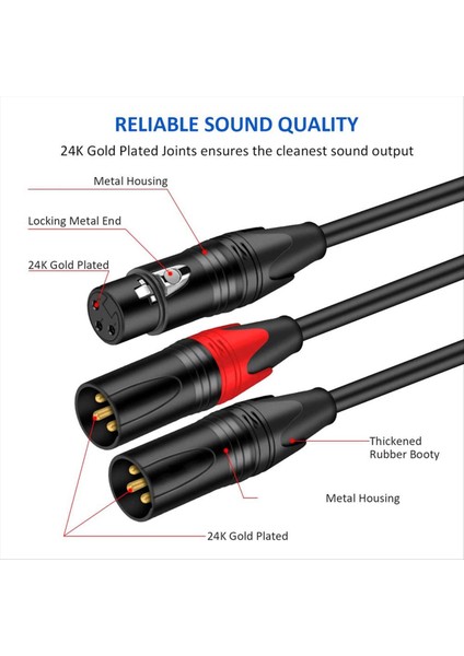 Xlr-Xlr Y-Sprıtter Kablosu Dengeli Xlr Kadın-Çift Xlr Erkek Ses Mikrofon Adaptörü 2 Xlr-Xlr Ses Adaptörü B (Yurt Dışından) modelleri