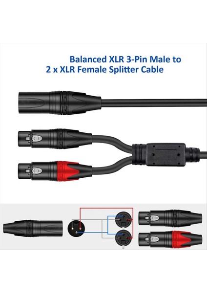 Xlr-Xlr Y-Sprıtter Kablosu Dengeli Xlr Kadın-Çift Xlr Erkek Ses Mikrofon Adaptörü 2 Xlr-Xlr Ses Adaptörü B (Yurt Dışından) indirimleri
