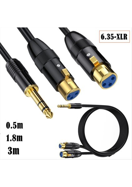 Çift Dişi Xlr Ila 1/4 Inç Trs Stereo Erkek Fiş Y-Sprıtter Kablo 2-Xlr Dişi Çeyrek Inç Adaptör Yama Kablosu-A (Yurt Dışından) modelleri