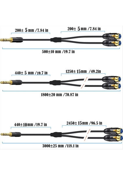Çift Dişi Xlr Ila 1/4 Inç Trs Stereo Erkek Fiş Y-Sprıtter Kablo 2-Xlr Dişi Çeyrek Inç Adaptör Yama Kablosu-A (Yurt Dışından) indirimleri