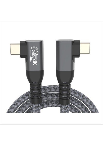 USB 4 90 Derece Açı Kablosu 40GBPS Usb4 Dirsek C Tip C Veri Aktarım Kablosu USB C PD240W Hızlı Şarj 1m (Yurt Dışından)