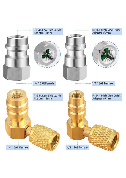 2x R12 - R134A Ac Bağlantı Parçası Dönüşüm Adaptör Kiti Hızlı Bağlantı Vanası A/c 90° Bağlantı Noktası Güçlendirme Adaptörü Yüksek/düşük Basınç (Yurt Dışından) fiyatları