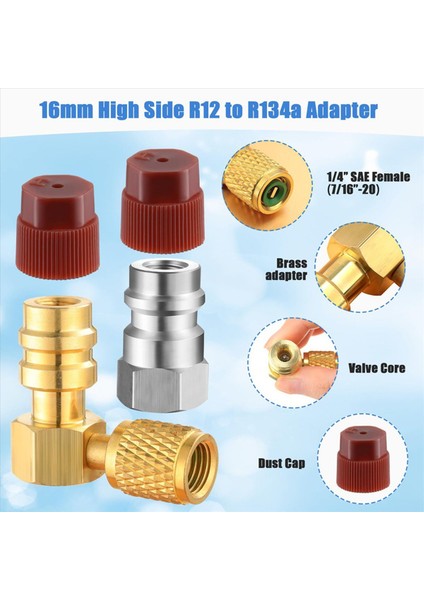 2x R12 - R134A Ac Bağlantı Parçası Dönüşüm Adaptör Kiti Hızlı Bağlantı Vanası A/c 90° Bağlantı Noktası Güçlendirme Adaptörü Yüksek/düşük Basınç (Yurt Dışından) modelleri