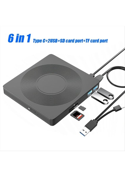 6 In1 Harici Cd/dvd Sürücüsü Usb3 0 Tip C CD DVD Rw VCD Optik Sürücü Sd Tf Kart Okuyucu Pc Dizüstü Bilgisayar Için DVD Burner (Yurt Dışından) modelleri