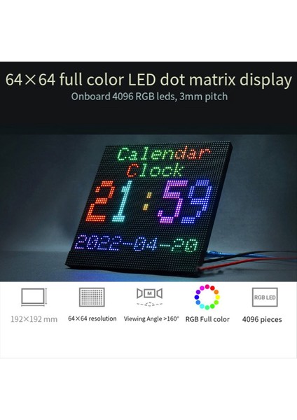 Raspberry Pi LED Dot Matrix Ekran Rgb Renk LED Uygulama Ekranı Parlaklık Ayarlanabilir HUB75 Arayüz Modülü Için Waveshare (Yurt Dışından)
