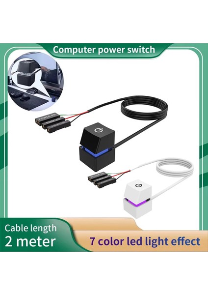 Bilgisayar Masaüstü Anahtarı Renkli LED Pc Anakartı Harici Başlatma Güç Açma/kapama Düğmesi Uzatma Kablosu Office A Için (Yurt Dışından) fiyatları