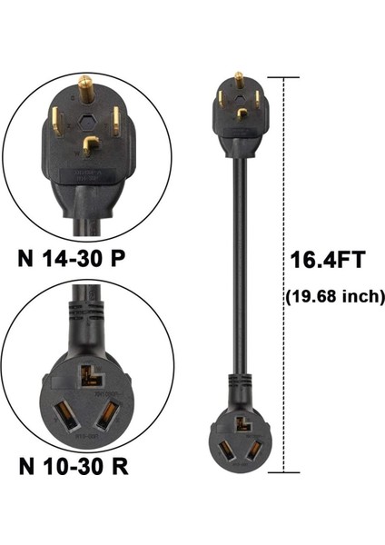 3 Prong&#39 Dan 4 Prong&#39 A Kurutucu Adaptörü 4 Prong&#39 Dan 3 Prong&#39 A Kurutucu Adaptörü Nema 14-30P Erkek - 10-30R Dişi Kurutucu Kablosu Adaptörü Abd (Yurt Dışından) modelleri
