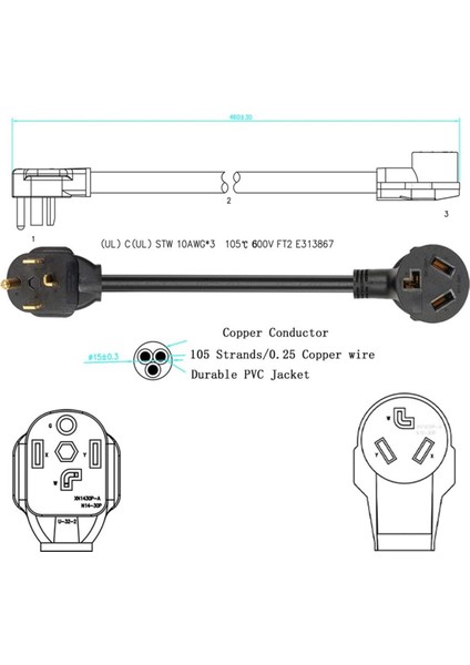 3 Prong&#39 Dan 4 Prong&#39 A Kurutucu Adaptörü 4 Prong&#39 Dan 3 Prong&#39 A Kurutucu Adaptörü Nema 14-30P Erkek - 10-30R Dişi Kurutucu Kablosu Adaptörü Abd (Yurt Dışından) fırsatları
