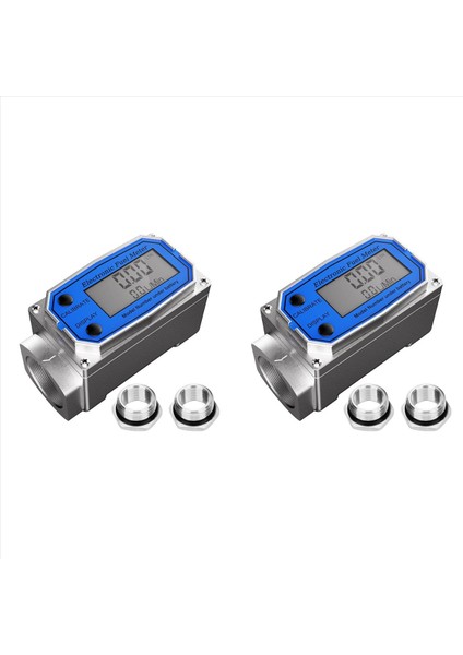 2 Takım 1 Inç Yakıt Akış Ölçer 3/4 Inç Adaptörlü Dijital Türbin Akış Ölçer 2 5-31 Gpm Satır Içi Npt Konu (Yurt Dışından)