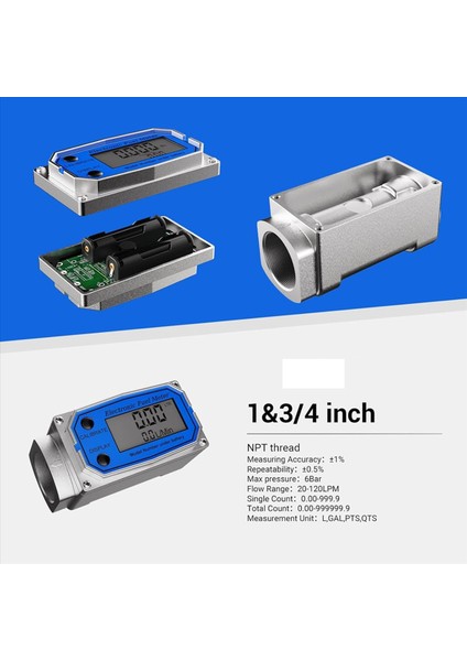 2 Takım 1 Inç Yakıt Akış Ölçer 3/4 Inç Adaptörlü Dijital Türbin Akış Ölçer 2 5-31 Gpm Satır Içi Npt Konu (Yurt Dışından) fiyatları