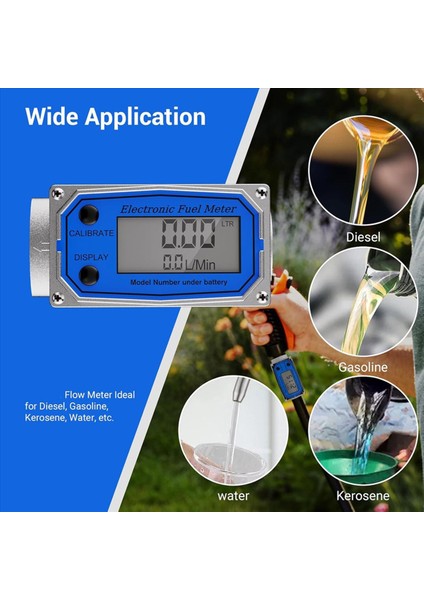 2 Takım 1 Inç Yakıt Akış Ölçer 3/4 Inç Adaptörlü Dijital Türbin Akış Ölçer 2 5-31 Gpm Satır Içi Npt Konu (Yurt Dışından) modelleri