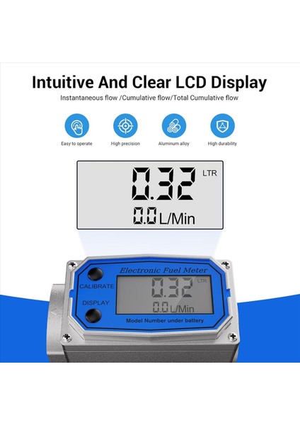 2 Takım 1 Inç Yakıt Akış Ölçer 3/4 Inç Adaptörlü Dijital Türbin Akış Ölçer 2 5-31 Gpm Satır Içi Npt Konu (Yurt Dışından) indirimleri