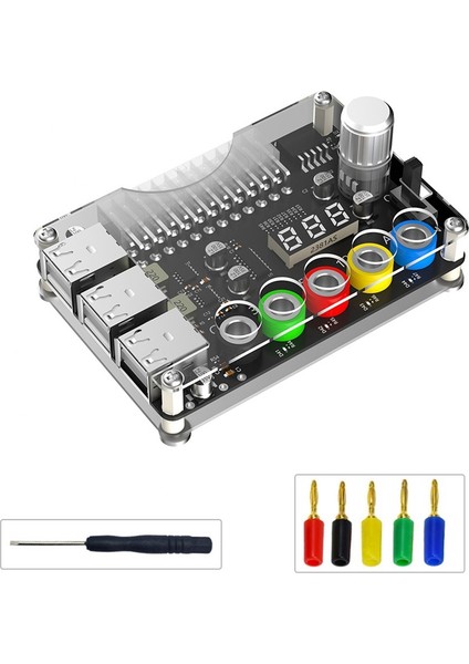 24PIN Atx Güç Kaynağı Breakout Tahtası Güç Modülü Ayarlanabilir Voltaj Düğmesi 6 Bağlantı Noktası USB 2 0 Qc2 0 Qc3 0&#39 I (Yurt Dışından)