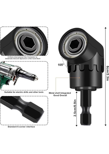 Dik Açılı Matkap Aparatı Seti Esnek Matkap Ucu Uzatması 360° Döndürülebilir 1/4 3/8 1/2&quot Darbe Sınıfı Soket Adaptörü (Yurt Dışından) fiyatları
