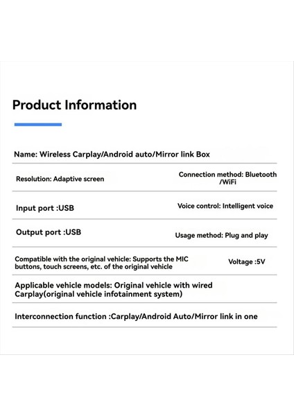 Kablosuz 3 In1 Carplay Ayna Bağlantı Carplay Android Otomatik USB Dongle Adaptörü Bluetooth + Wifi Kablolu Carplay - Kablosuz B (Yurt Dışından) fiyatları