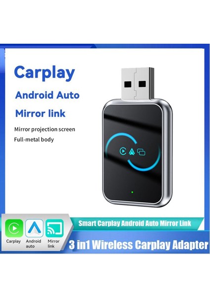 Kablosuz 3 In1 Carplay Ayna Bağlantı Carplay Android Otomatik USB Dongle Adaptörü Bluetooth + Wifi Kablolu Carplay - Kablosuz B (Yurt Dışından) indirimleri