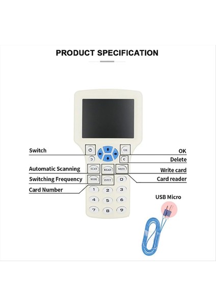 Gelişmiş Rfıd Kart Okuyucu Burner Ic/ıd Ingilizce 10 Frekanslı Rfıd Decoder 125KHZ Için El Taşıyıcı Nfc Tarayıcı 13 56MHZ Kartlar (Yurt Dışından) modelleri