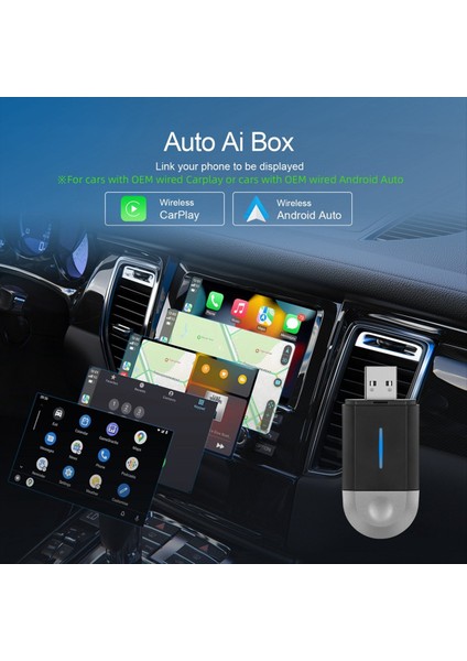 2&#39 De 1 Kablosuz Carplay Adaptörü Android Otomatik Kablosuz Adaptör Araba Dongle Kablosunu Kablosuz Type-C/usb&#39 Ye Dönüştürür (Yurt Dışından) fırsatları