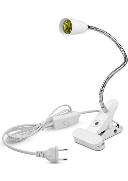 Ab Güç Adaptörü ile E27 Lamba Tutucu Esnek Başucu Masa Masa Klipleri Lambalar Basma Anahtarı ile Baz Soket Dönüştürücü (Yurt Dışından)